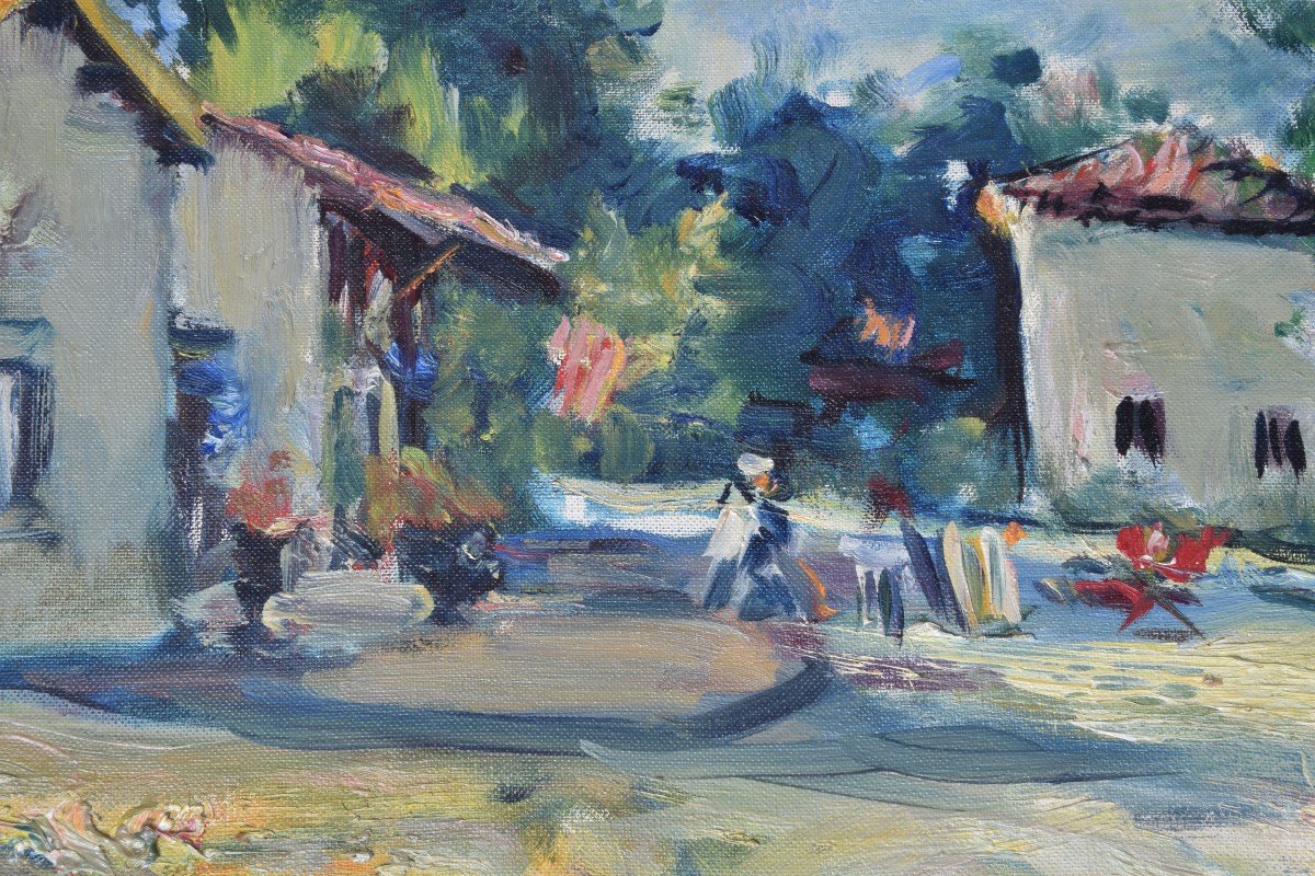 Ferran Callico Y Botella "house In "nervieux"" Oil On Canvas 46x55-photo-2